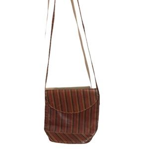 Vintage Striped Leather Crossbody Bag